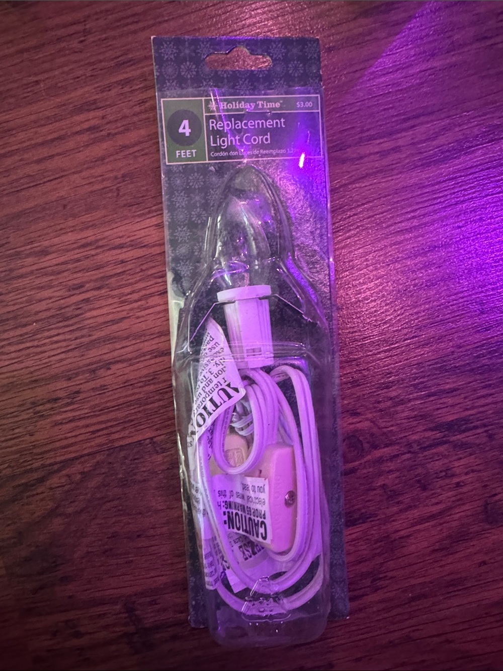 Holiday Time White Replacement Light Cord - Packaged 4 ft C1.Bk.R.2